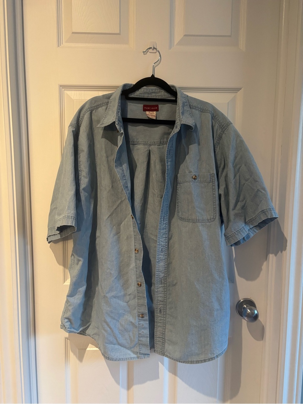 Hunt Club Equestrian Light Blue Short-Sleeve Denim Button-Down Shirt